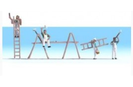 N15056 Painters (4) & accessories figure set HO Scale